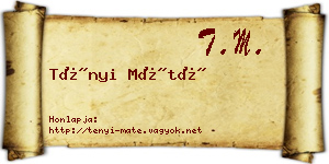 Tényi Máté névjegykártya